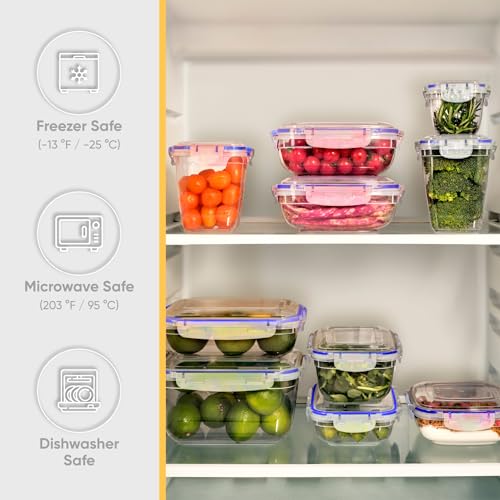 Image of Superio Plastic Food Storage Container Set, BPA Free, Sealed Containers with Airtight Lids for Pnatry, Cupboard, and Fridge- Microwave and Dishwasher Safe (10) (9 Pack)
