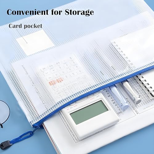 10 Stück A4+ Reißverschluss-Beutel & Zip-Pouch Mappe, geeignet für Foolscap/Legal Dokumente, TRANBO Mesh Zip Bags mit Beschriftungsfach, mehrfarbig für Büro, Schule, Reise