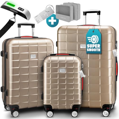 Monzana® 3tlg Kofferset TSA Schloss Organizer Kofferwaage...