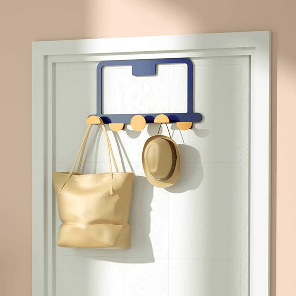 ISCBAFYX Perchero sobre La Puerta 5 Ganchos Hogar Baño Decoración Perchero Ropa Abrigo Sombrero Perchero Toalla Buena Carga-Material De Hierro Forjado/Verde/39 * 23 * 3,5 Cm