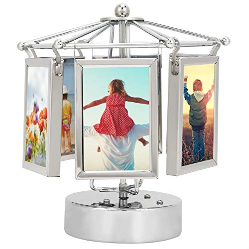 Belissy Musique Rotating élégant Cadre Photo Unique Cadre Photo Décoration Cadeau for 3x2in Photo
