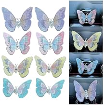Embroidery Butterfly Car Air Vent Clips, Cute Car Air Condition Vent Clip, Auto Interior Decoration Accessories for Women Girls, Valentines Day Present 8PCS