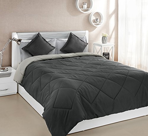 Image of Amazon Brand - Solimo Microfibre Reversible Comforter, Double (Pale Grey & Steel Grey, 200 GSM), 50 TC