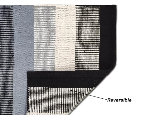 Image of Handwoven Cotton Carpet - 2x5 ft Runner for Hallway, Living Room & Patio with Natural Texture
