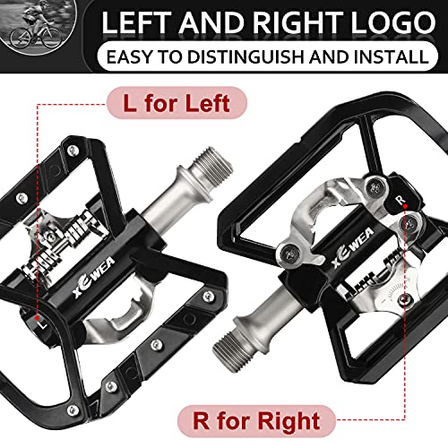 Xewea Spin Pedals With Toe Clip Straps, Dual Platform Compatible With Shimano Spd Clipless Pedals, Outdoor/Indoor/Exercise/Peloton Mountain Bicycle Pedals 9/16'' #TOP3
