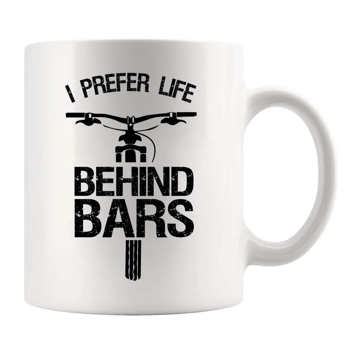 Panvola I Prefer Life Behind Bars Cyclist Biker Gifts Biking For Dad Husband Brother Boyfriend Son From Mom Wife Girlfriend Sister Daughter Bike Lovers Coffee Mug Ceramic 11 oz White