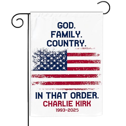 VOTANTA (12x18) God Family Country in That Order Garden Flag Pray for Charlie Kirk True America Patriot Republican Gifts Outdoor Sign Yard House Patio Decorations Welcome Garden Flag Double Sided