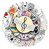 50 calcomanías musicales para adultos, notas musicales, impermeables, calcomanías de vinilo para niñas, adolescentes, niños, botella de agua, laptop, teléfono, computadora, patineta, equipaje (música)