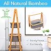 SerenelifeHome 3 Tier Fold Out Hamper Shelf Storage - Space Saving Collapsible Foldable Natural Bamboo Wooden Organizer Removable Baskets for Bedroom Bathroom Laundry Clothes Towels