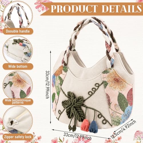Bolso casual vintage bordado para mujer miniatura 4