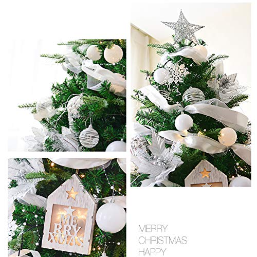 Dulplay 6.8Ft Premium Artificial Christmas Tree Led Lights &Metal Stand With Ornaments Metal Legs Optical Fiber Decorated Trees-Green 6.8Ft(210Cm) #TOP6