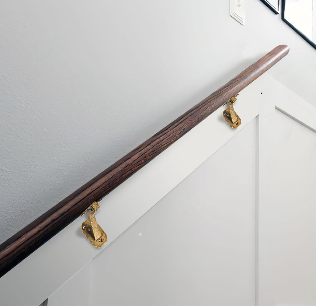 KHTUMEWARE-KH363 Antique English Brass Handrail Brackets 2-Pack in Antique English Brass — KHTUMEWARE