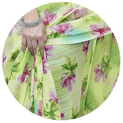 Image of MIRCHI FASHION Saree for Woman Georgette Floral and Leaf Printed | Elegant Farewell and Ceremonial Women's Sari with Blouse Piece