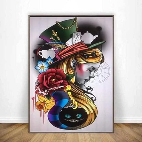 YIMORE 5D DIY Diamond Art Painting Kits Alice 14X20 inches for Adults Kids，Full Round Drill Crystal Rhinestone Embroidery for Home Wall Decor Cover