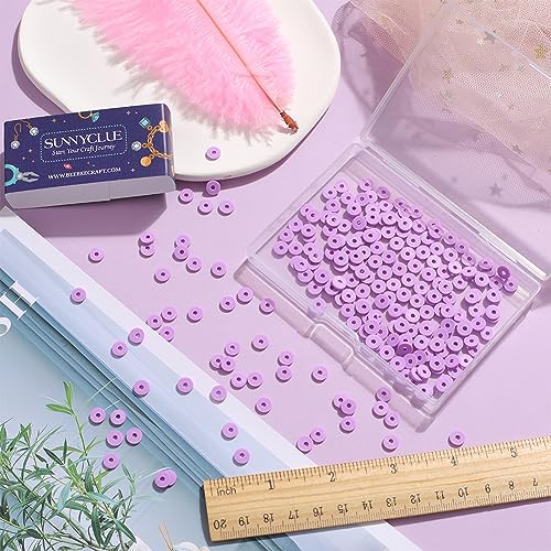 SUNNYCLUE 2 Strands 700Pcs+ Purple Clay Bead Clay Heishi Beads 6mm Heishi Bead Bulk Flat Beads Flat Disc Beads Heishi Vinyl Beads Spacer Loose Beads for Jewellery Making DIY Bracelets Necklace Gifts - Image 3