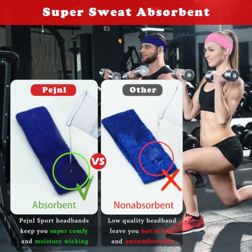 Image of Sweatbands Sports Headbands for Men & Women - 3 Pack Moisture Wicking Cotton Headband for Tennis, Basketball, Running, Gym - Sweat Band