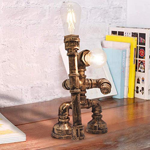 MYJHUIY Loft Steampunk Metall Schreibtischlampen, Antiken Basis Wasser Rohr Tischlampe Schreibtisch Licht Tisch für Wohnzimmer Schlafzimmer Cover