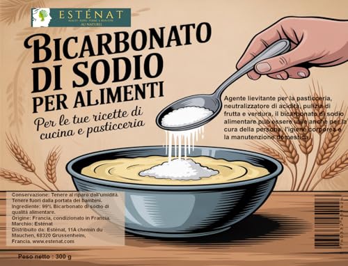 ESTÉNAT – Soda para alimentos (soda comestible), calidad de cocción y cocina, 300 g, origen francés, sin aluminio y multifunción (cosméticos, baño, hogar)