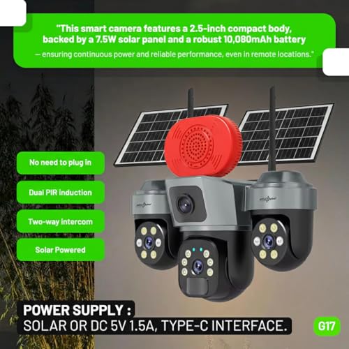 Image of Active Pixel 4Mp Solar 4g Sim Supported with 3 Camera Security System | PTZ 360 + Dual Side Cameras | Motion Detection | Night Vision | Remote Monitoring | Waterproof Outdoor Solar CCTV Light