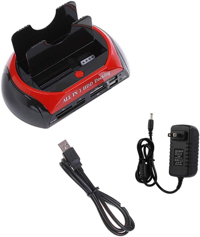 Multifunctional Hard Disk Base 2.5/3.5 inch IDE/SATA Mobile Hard Disk Base Dual-bay HDD Docking Station US Plug