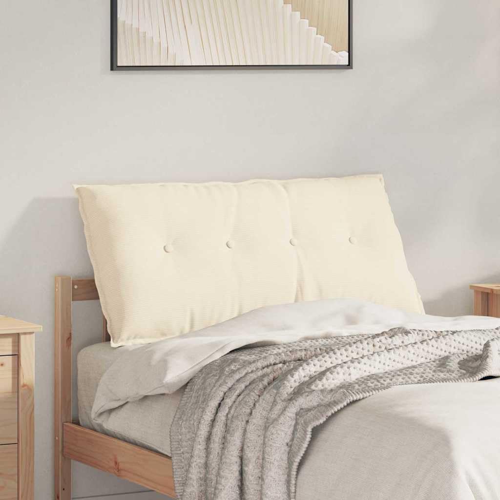 Cojín de respaldo crema de 100 x 50 cm de pana con relleno de poliéster, cojín ergonómico de lectura y cojín lumbar para sofá, cama, oficina, salón, relajante