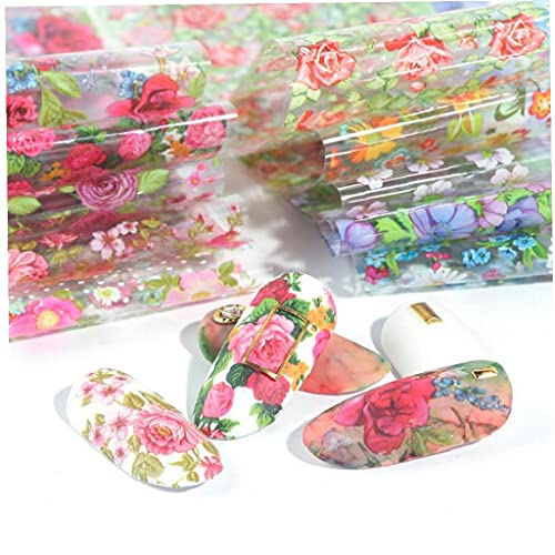 PiniceCore 10 Stücke Nail Artfolien Transfer Schieber Gemischte Designs Rose Aufkleber Nagelfolie Uv Gel Klebende Wraps Zubehör Zufällig Stil – Bild 3