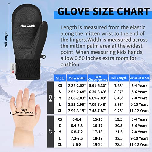 Achiou Kids Ski Gloves, Insulation Waterproof Winter Toddlers Mittens, 5M Thinsulate Warm Snow Gloves For Boys Grils #TOP6