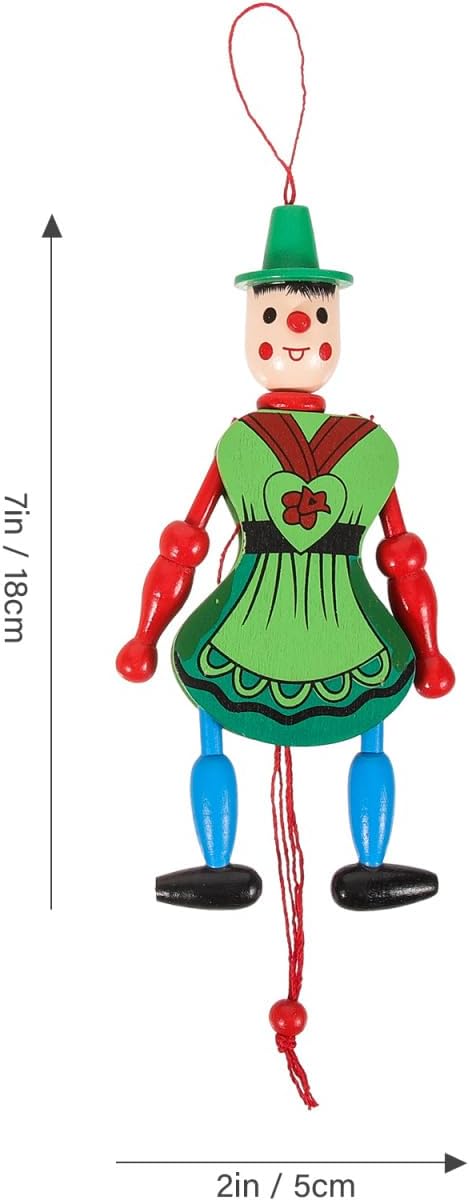 ABOOFAN Wooden Clown Marionette Puppet Toys: String Marionette Toys Pull String Puppet Doll for (Style)