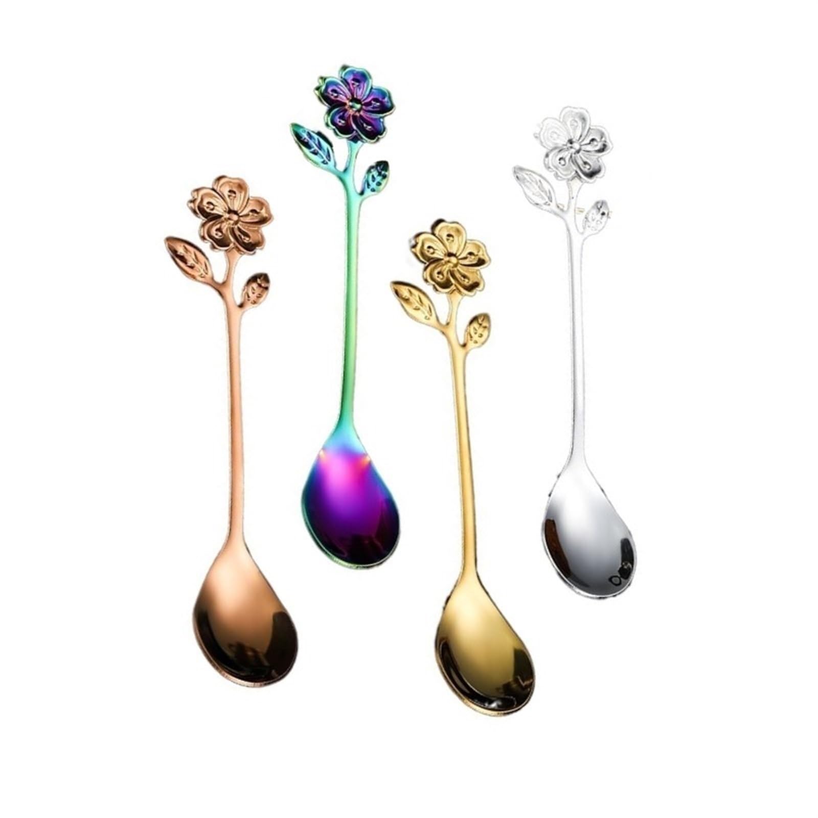 4 Cucchiaini Da Tè In Acciaio Inox Con Sfera In Ceramica | 14 Cm, Colorati, Lavabili In Lavastoviglie, Per Caffè, Dessert E Tisane