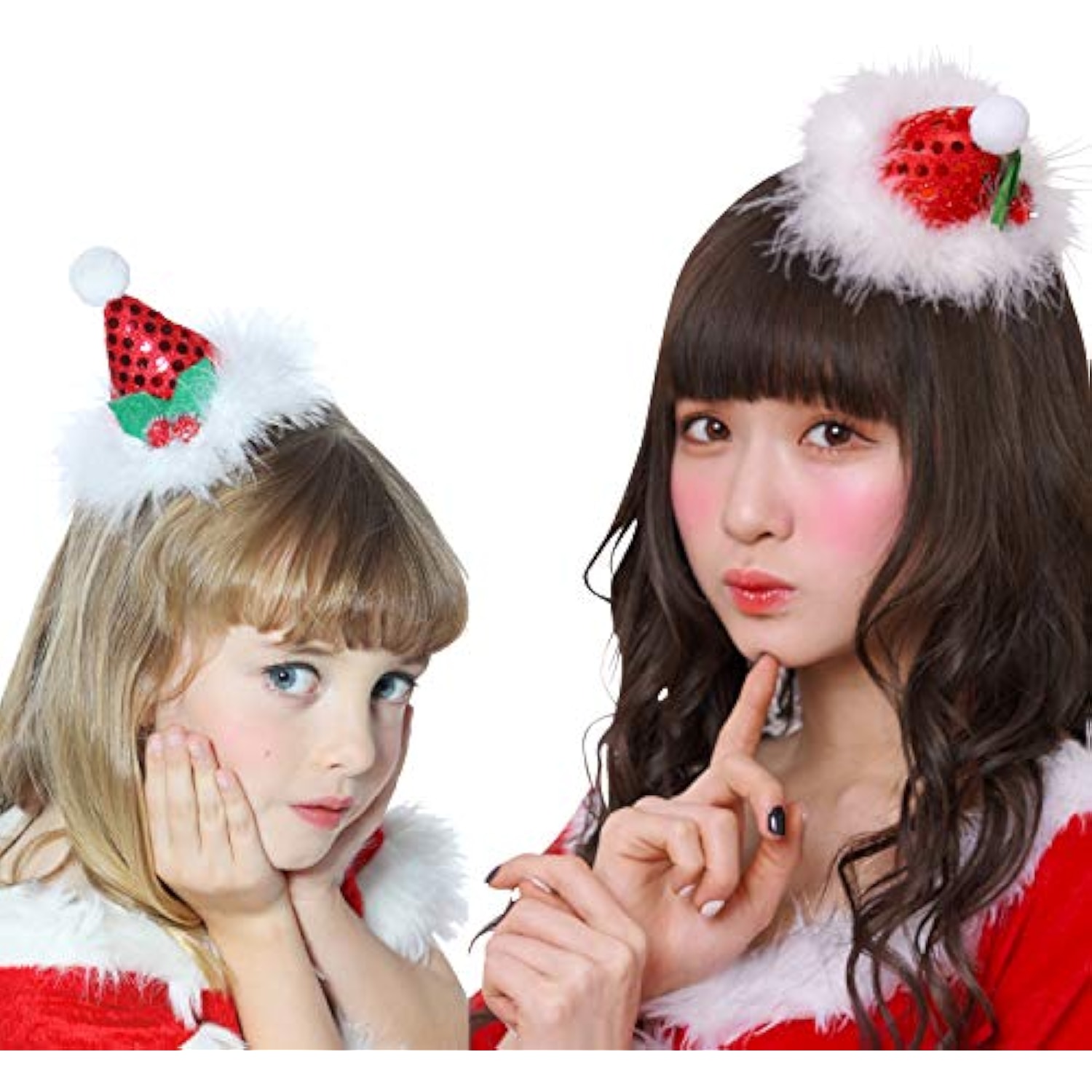 クリアストーン(Clearstone) コスプレ クリスマス キラキラサンタ帽ヘアピン ユニセックス レッド 詳細画像1