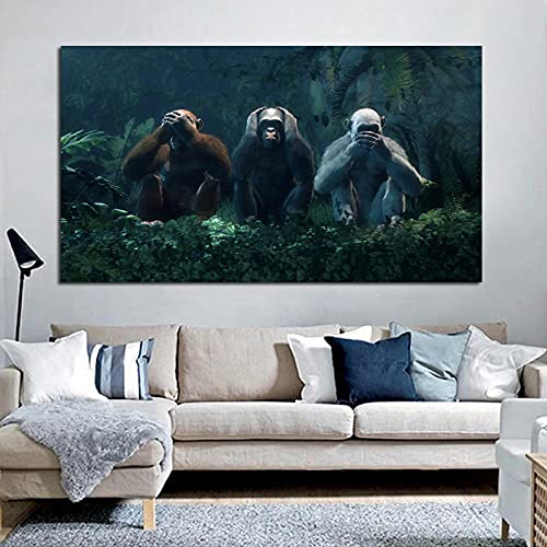 Toile singes gorille peinture murale 50x90 cm sans cadre pour salon