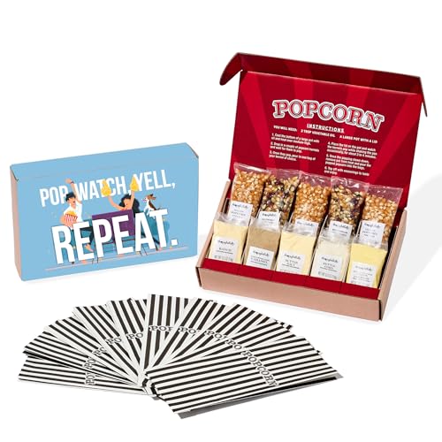 Thoughtfully, Game Day Popcorn Gift Box, Includes 5 Gourmet Seasonings,