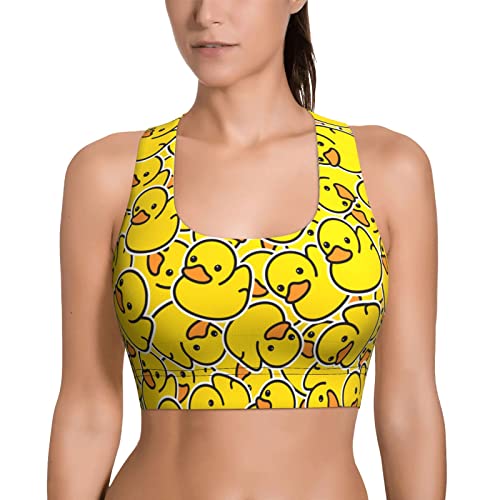 Comfortable Sports Bras For Women, Cartoon Rubber Ducky Workout Tops Padded Running Yoga Bras Fitness Crop Tanks S #TOP1