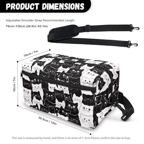 Image of Drnuikhe Black Cats Knitting Bag Yarn Storage Organizer, Portable Knitting Tote Basket Yarn Bags for Crochet Hooks Yarn Holder for Crocheting Knitting Accessories Crochet Gift for Mother Wife