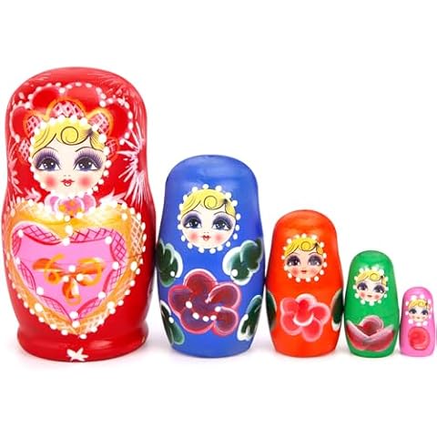LovesTown 5PCS Wooden Nesting Dolls Cover