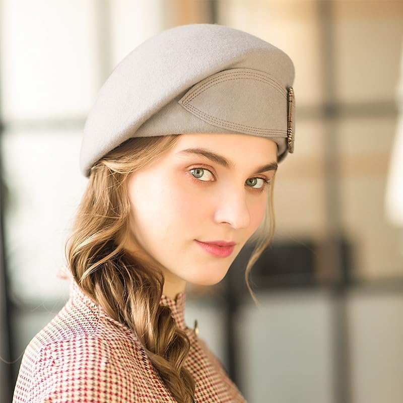 Wedding Hats for Women Vintage Wool Felt Berets Ladies Pearl Fascinator Autumn Winter Cap Bow Church Fedoras - Image 2
