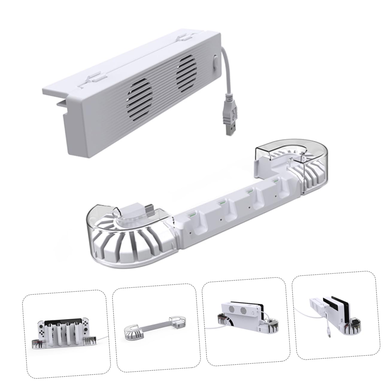 VALICLUD Station De Charge pour Manette De Jeu Switch OLED avec Ventilateur De Refroidissement Et Support De Cartes De Jeu