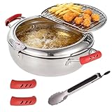 Deep Fryer Pot with Tongs, Stainless Steel...