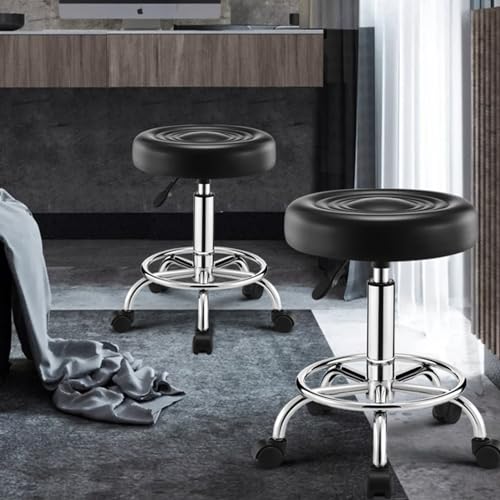 Image of Guitar Stool with Backrest, Foldable Musician Chair with Integrated Footrest&Guitar Hook, Heavy-Duty Steel Frame, Padded Leather Seat for Home /Studio /Gigs (Black-f)