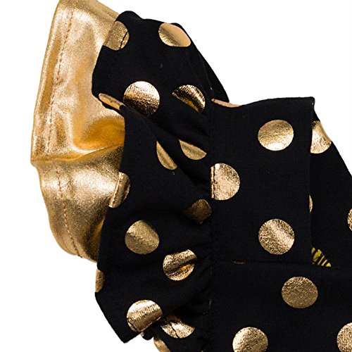 Ding Dong Baby Girl Summer Princess Gold Dots Sleeveless Romper+Headband4