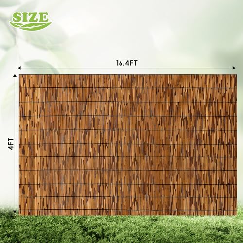 image for FENRUNXU Bamboo Reed Screen Fencing,4FT X 16.4FT Natural Reed Fencing 