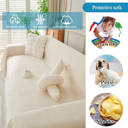 Manta sofá de diseño sencillo multifuncional con tejido súper suave beige 5