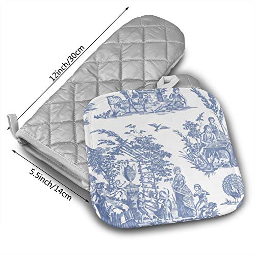 Antcreptson XJDFJHFGJFG5485641 Marseilles Toile Willow Ware Blue White 2 Pack Heat Resistant Hot Oven Mitts & Pot Holders thumb #1