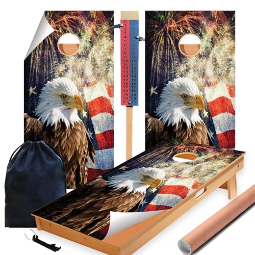 CornholeGamesUSA Cornhole Board Wraps, Cornhole Decals and Wraps for Boards (Set of 2), Cornhole Skins for Boards