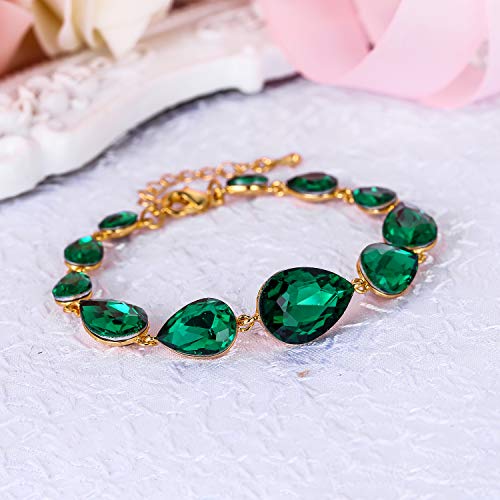 BriLove Shiny Gorgeous Women's Crystal Multi Teardrop Cluster Link Bracelet for Wedding Bridal Party Prom4