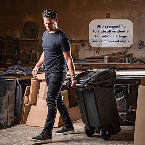 Plasticplace 95-96 Gallon Garbage Can Liners │ 2 Mil │ Black Heavy Duty Trash Bags │ 61” X 68”, 25 Count #TOP2