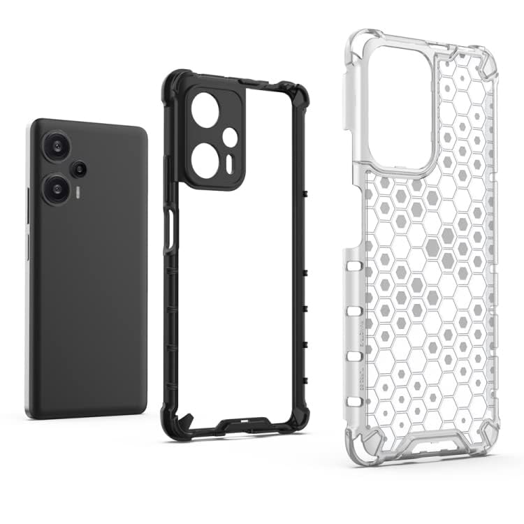 Image of Lustree TPU Honey Comb Armor Shock Proof Back Cover for for Poco F5 5G (Transparent)
