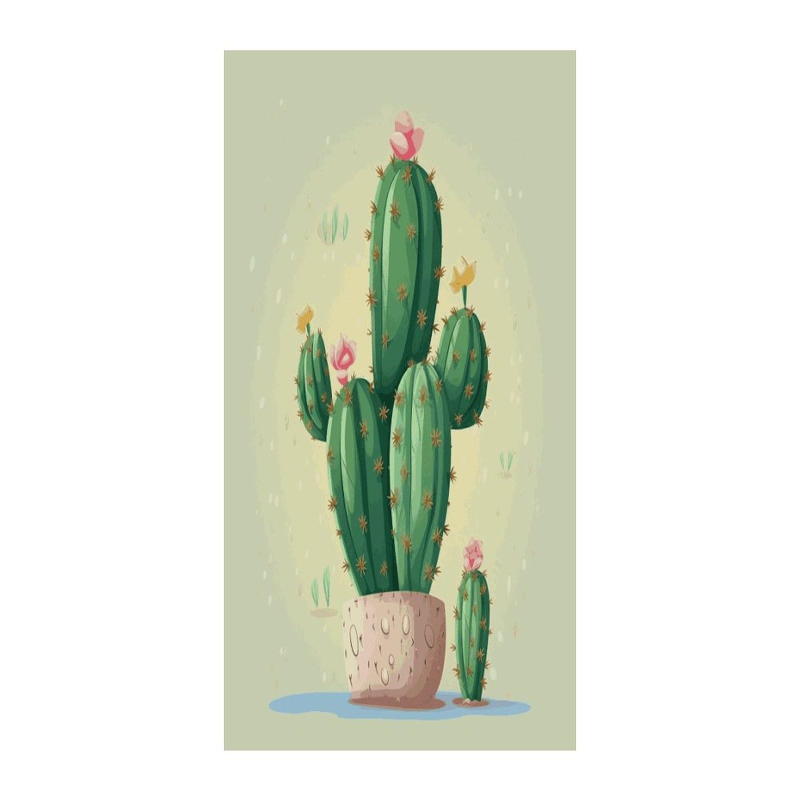 Fekiloot Style Cute Cactus Door Curtain Room Divider Curtains
