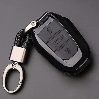 ZYHYCH Portachiavi per Auto in Fibra di Carbonio, Adatto per Peugeot 508 301 2008 3008 4008 407 408 Citroen C5 C6 C4L Cactus C3XR DS Copritastiera, Modello A Nero
