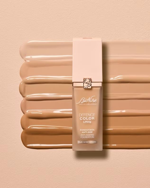 BioNike Defence Color - Fondotinta Lifting Anti-age SPF 15, 03 Sand, per Pelli Normali e Mature, Effetto Levigante Fino a 24 Ore, Attenua le Rughe e Protegge dallo Stress Cutaneo, 30 ml